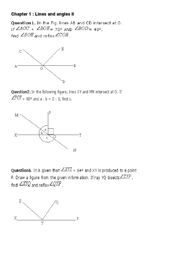 Chapter 1 Lines and Angles PDF