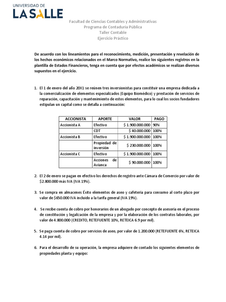 Ejercicio Práctico de Contaduría Pública | PDF | Estado financiero ...