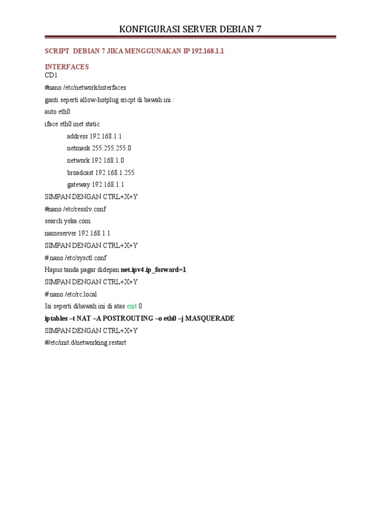 Konfigurasi Server Debian 7.0 | PDF