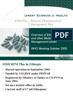 Overview of Ethiopia Arvs and Other Medicines Supply Management Issues Who Meeting October 2005