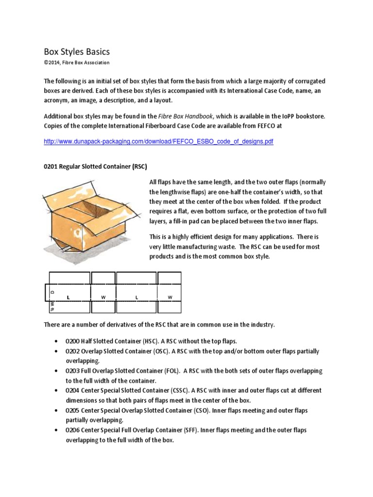 Fibrebox Association Box-Styles Basics | PDF | Manufactured Goods ...
