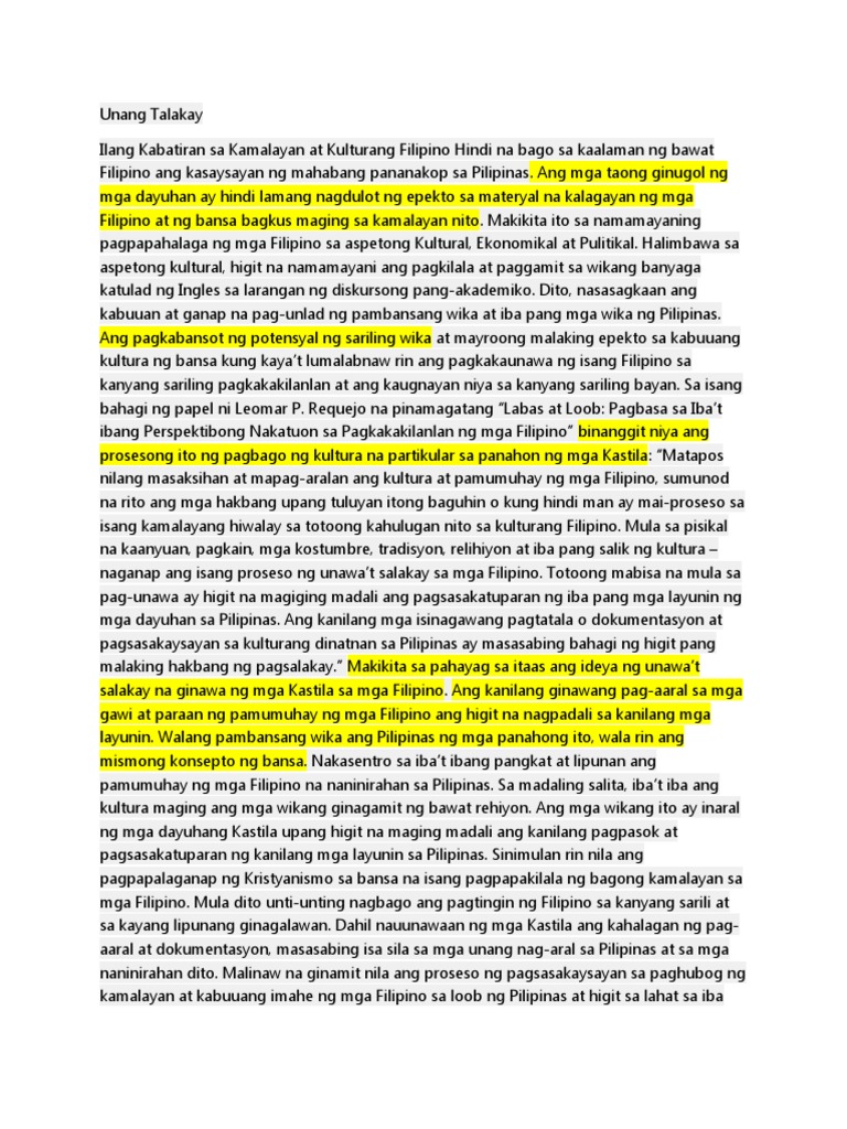 Unang Talakay | PDF