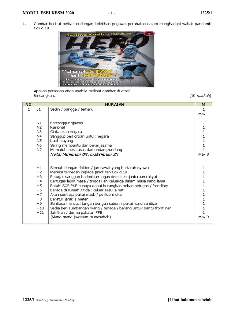 Modul Esei Kbsm 2020 1 1225 1 No Huraian M Pdf