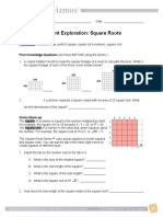 Student Exploration: Square Roots: Vocabulary: Distributive Law, Perfect Square, Square (Of A Number), Square Root