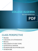 College Algebra Second Semester AY 2017-2018
