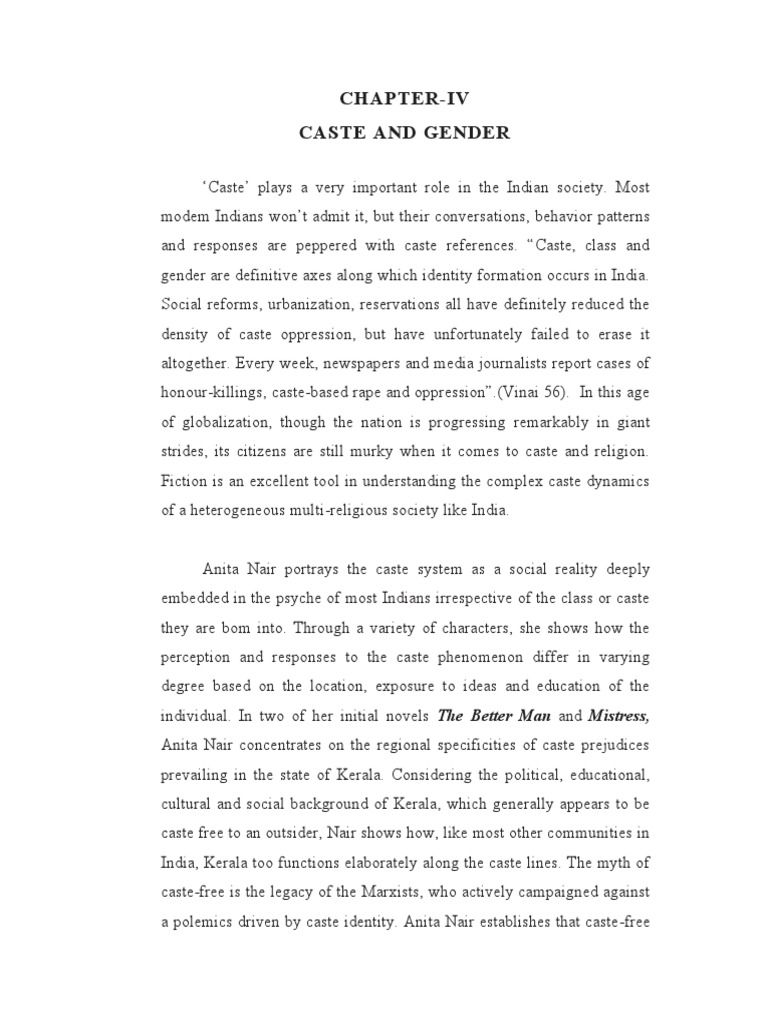 Chapter-Iv Caste and Gender | PDF | Caste | Dalit