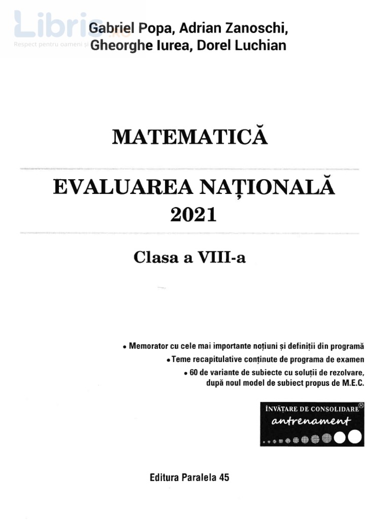 matematica clasa a 8 a evaluare nationala