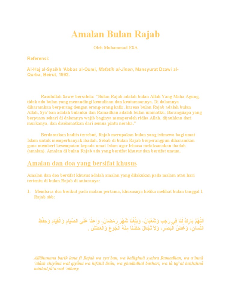 Amalan Bulan Rajab | PDF