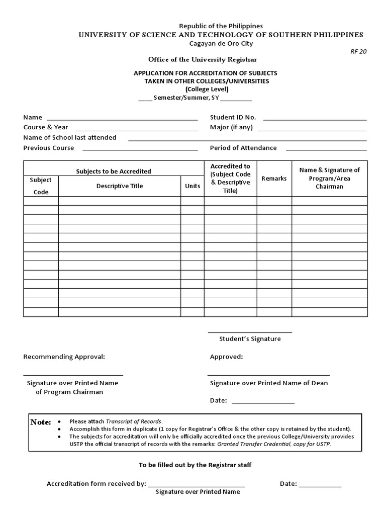 RF 20 Accreditation Application Form | PDF | Academia | Schools