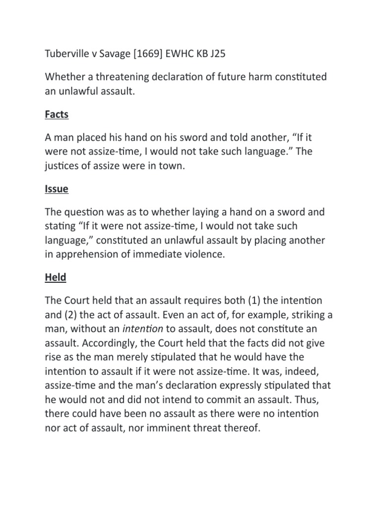 😱 Tuberville v savage. Tuberville v. Savage. 20221107