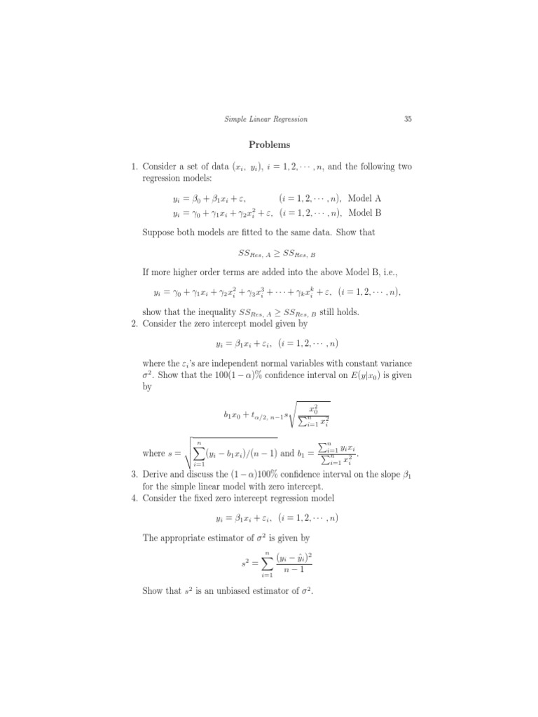 Problems: Simple Linear Regression | Download Free PDF | Linear ...