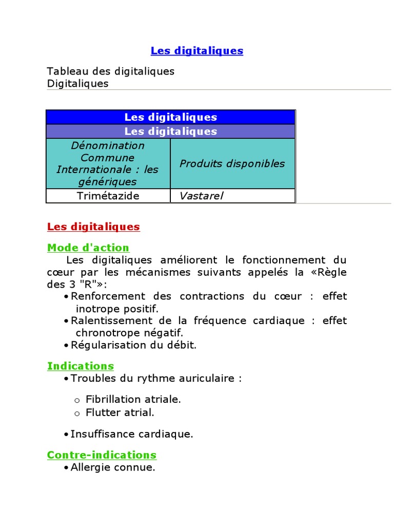 Médicaments digitaliques et effets cardiaques | PDF | Sciences et ...