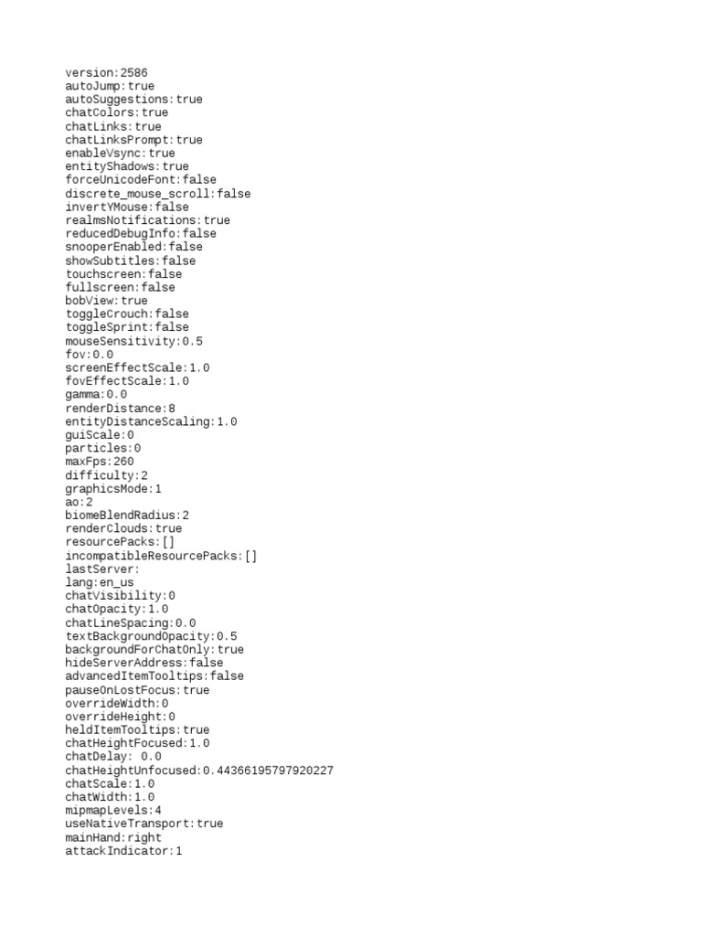Minecraft Game Settings Configuration | PDF | Games & Activities