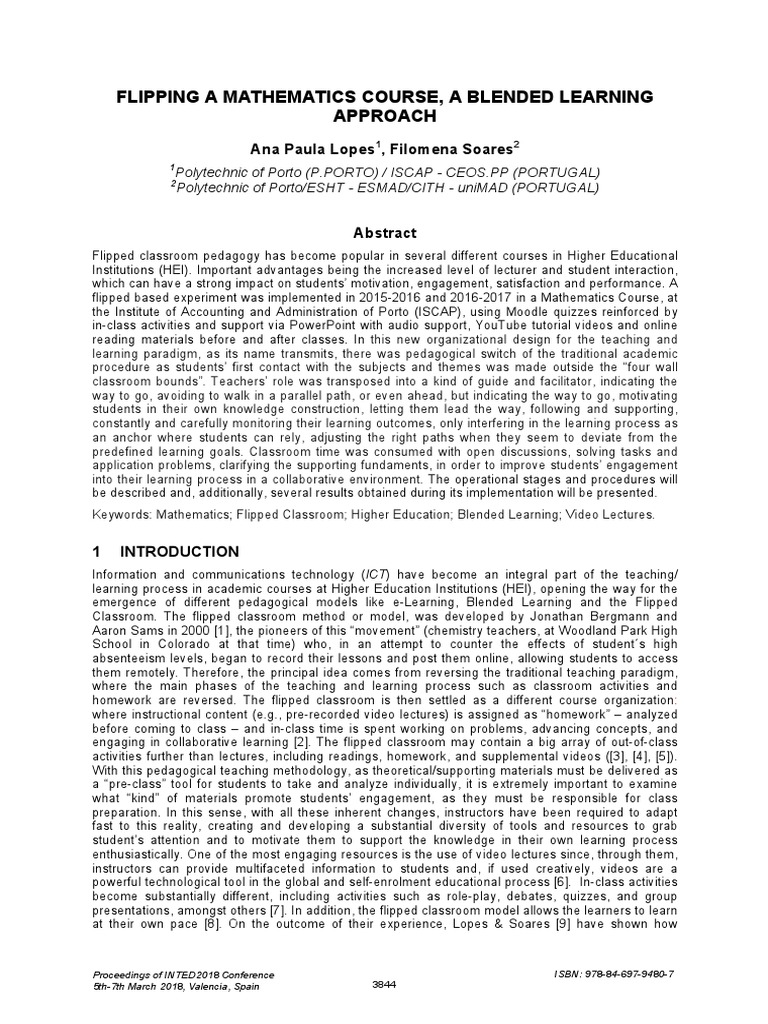 Flipped Classroom in Mathematics Education | PDF | Educational ...
