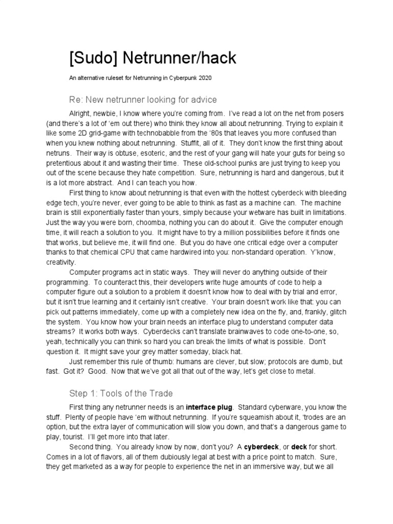 (Sudo) Netrunner - Hack | Download Free PDF | Computer Keyboard ...