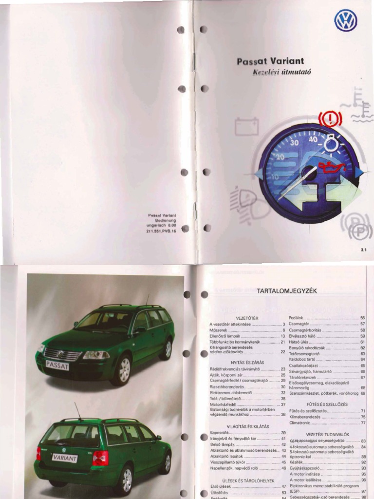 Volkswagen Passat b5 - 5 Kezelési Kézikönyv | PDF