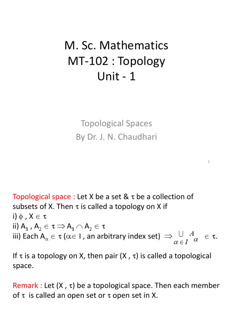 M. Sc. Topology | PDF | Basis (Linear Algebra) | Topology