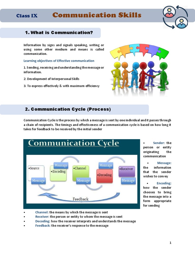 Communication Skills for Class IX | PDF | Educational Technology ...
