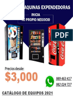 Catálogo máquinas snacks y bebidas desde $3,000