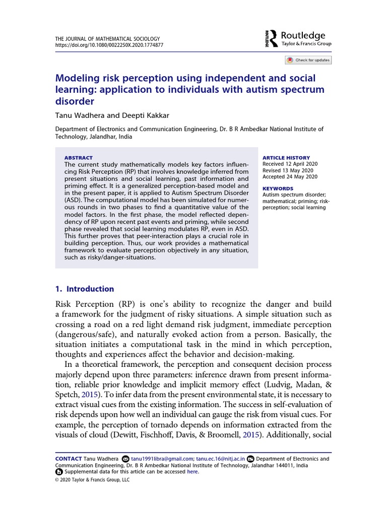 Modeling Risk Perception Using Independent and Social Learning ...