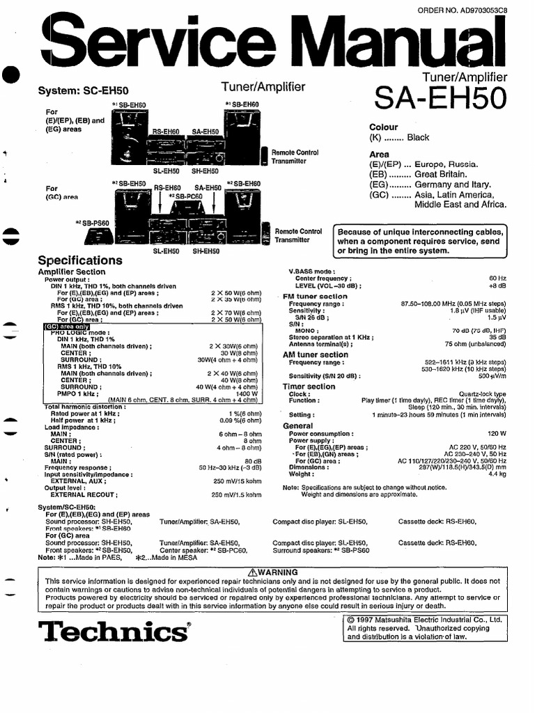 Technics SAEH 50 Service Manual | PDF