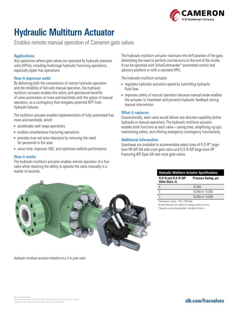 Hydraulic Multiturn Actuator Enables Remote Manual Operation of