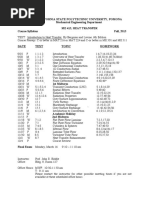 California State Polytechnic University, Pomona Mechanical Engineering Department Me 415, Heat Transfer Course Syllabus Fall, 2015