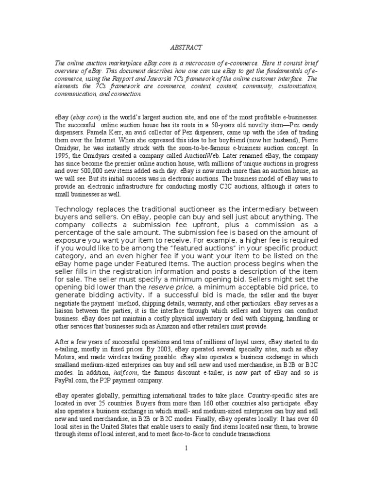 Ebay Case Study PDF E Bay Sales