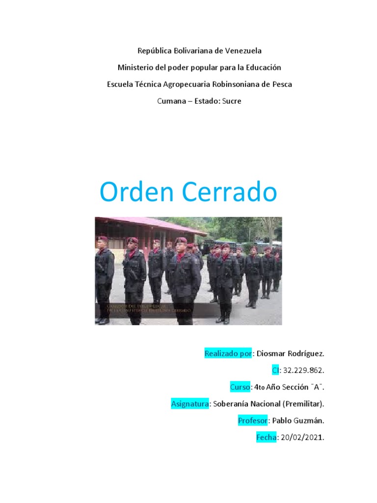 Importancia del Orden Cerrado en Premilitar | PDF | Cognición | Sicología