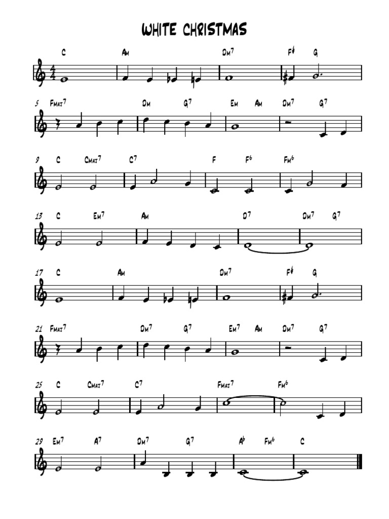 White Christmas | PDF for Free Printable Piano Sheet Music For White Christmas