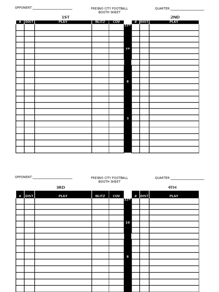 Fresno City Football Booth Sheet | PDF