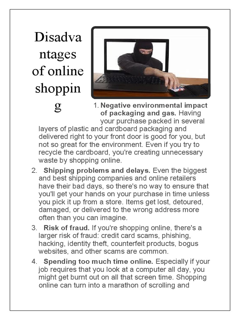 Disadvantages of Online Shopping PDF Online Shopping Marketing