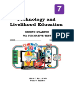 Technology and Livelihoo D Education: Second Quarter 4Th Summative Test