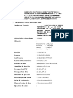 Informe Tecnico Del Residente de Obra Sustentando La Modificiacion Del Proyecto