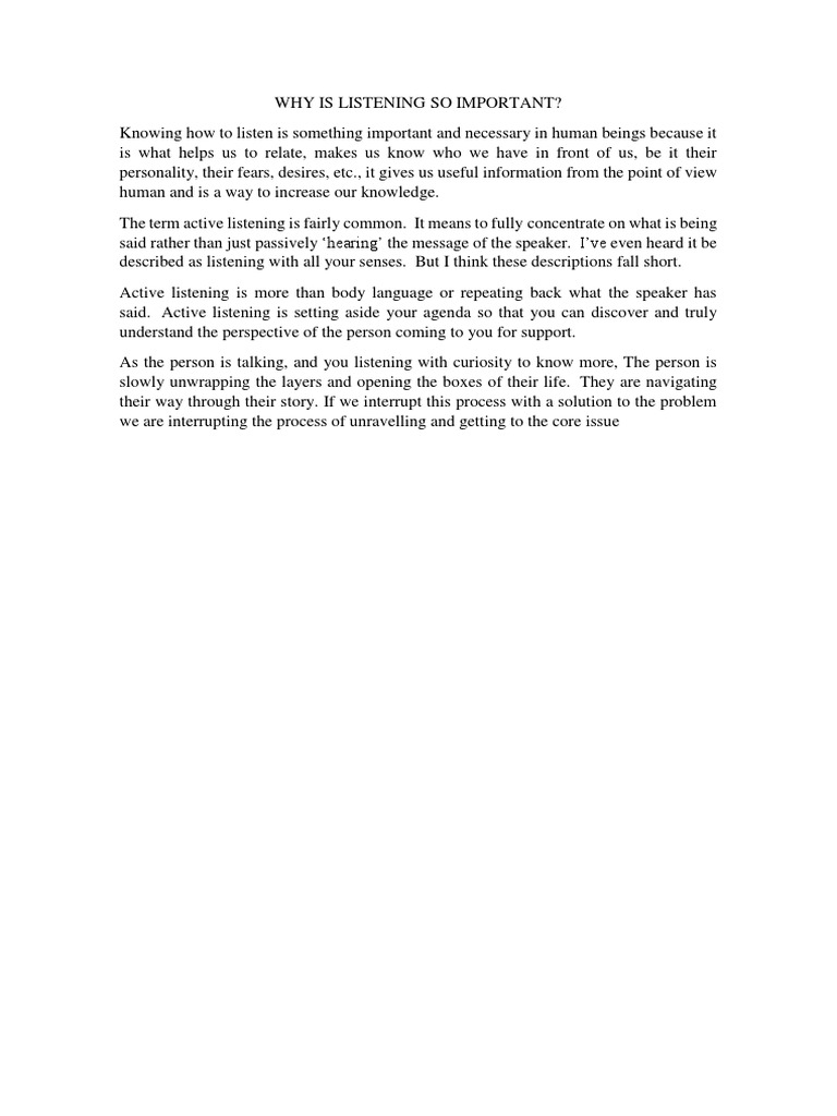 Importance of Active Listening | PDF
