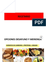 RECETARIO DESAYUNOS Y MERIENDAS , AL Y CENAS