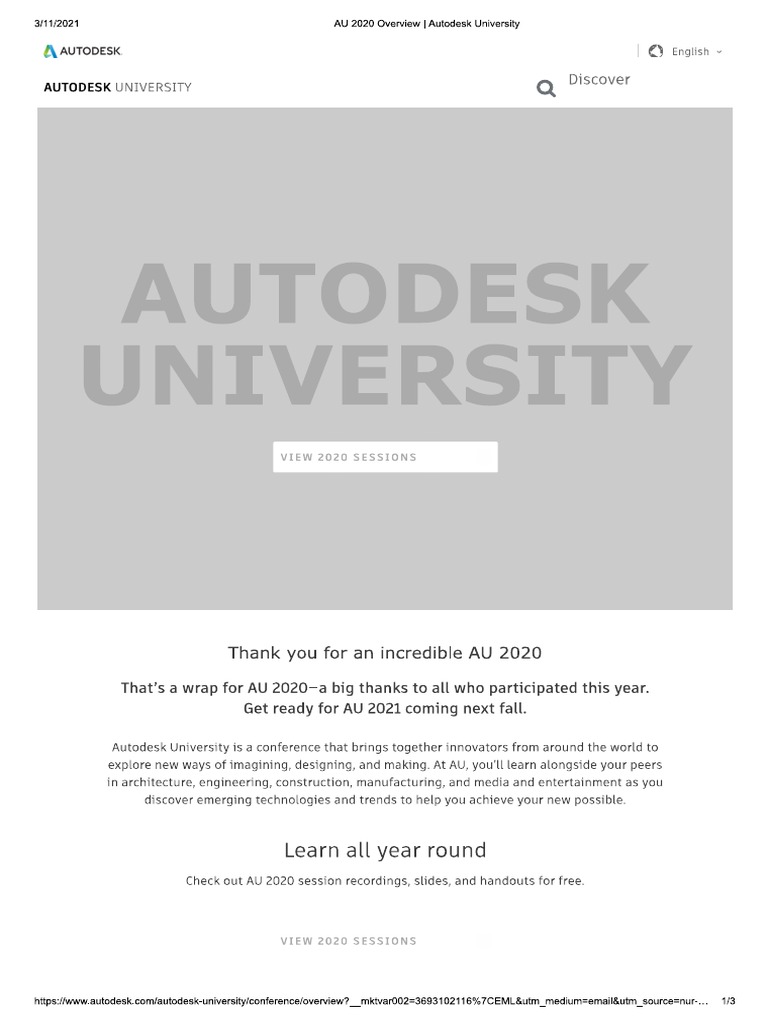 AU 2020 Overview Autodesk University PDF