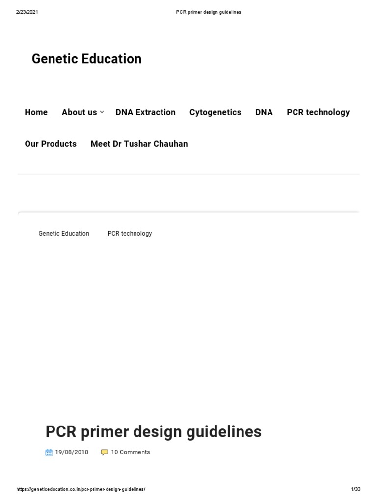 PCR Primer Design Guidelines PDF Primer (Molecular Biology