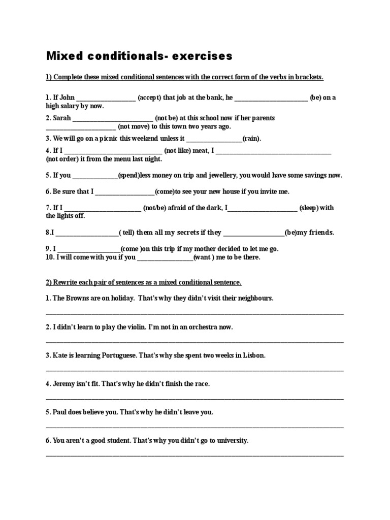 Conditionals 8th Grade Pdf