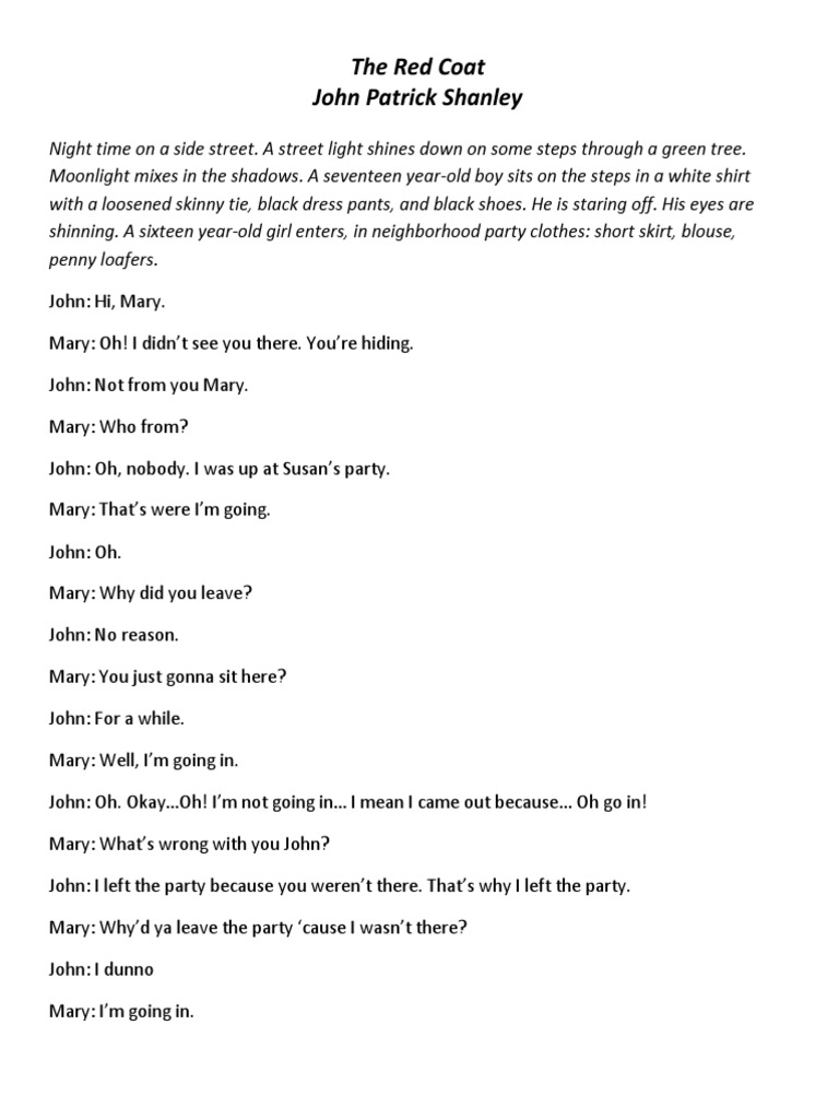 The Red Coat John Patrick Shanley PDF PDF Clothing