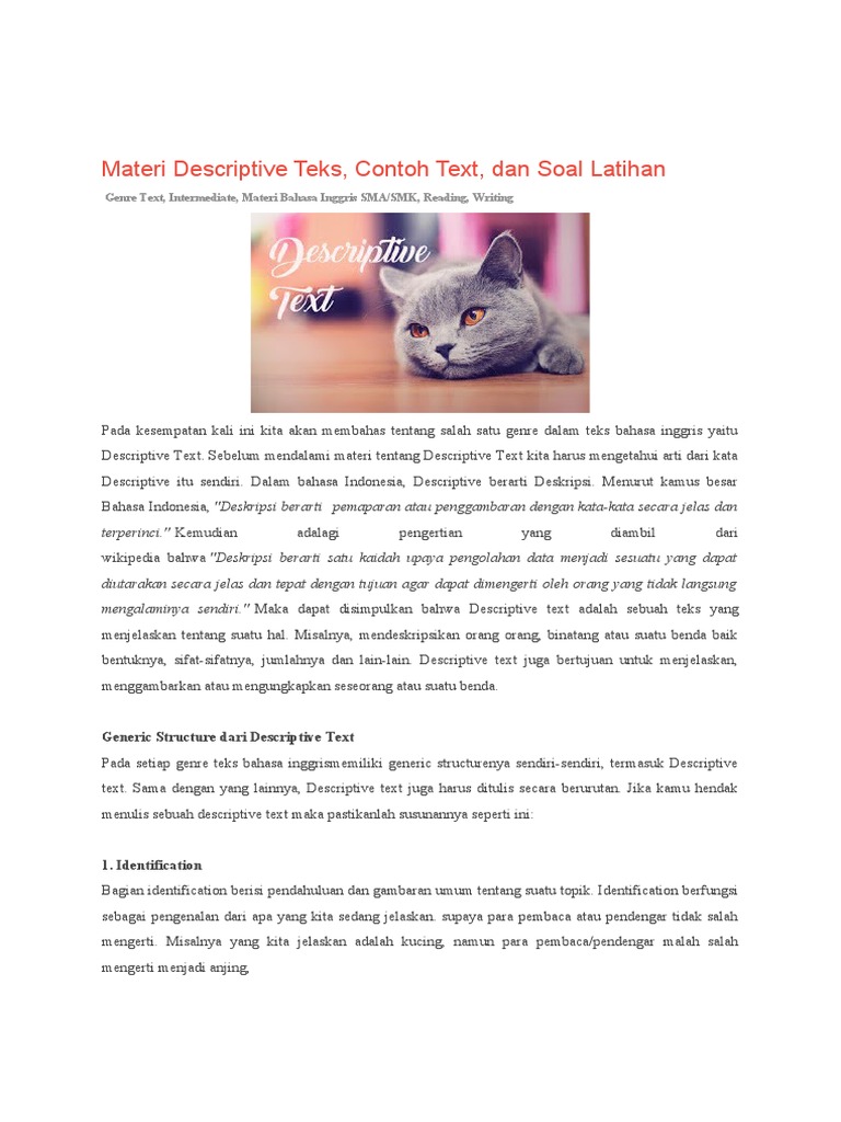 Descriptive Text tentang Kucing | PDF