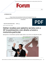 Deltan recebeu por palestra secreta com a XP Investimentos com direito a hotel e motorista particular _ Revista Fórum