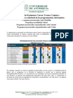 Programación Exámenes Cursos Del Tronco Común y Procedimiento para Solicitud de La Programación Alternativa