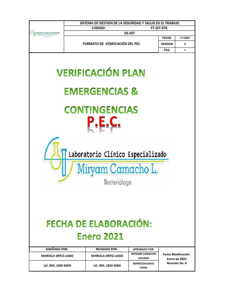 7 FT SST 076 Formato Verificación de Emergencias | PDF | Naturaleza ...