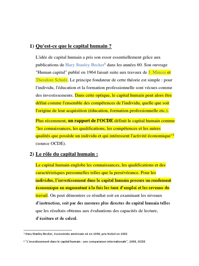 Capital Humain | PDF | Capital humain | Gestion des ressources humaines
