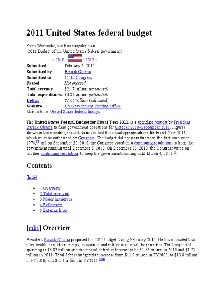 2011 U.S. Federal Budget Overview | PDF | United States Federal Budget ...