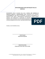 Declaração de destinação de resíduos médicos