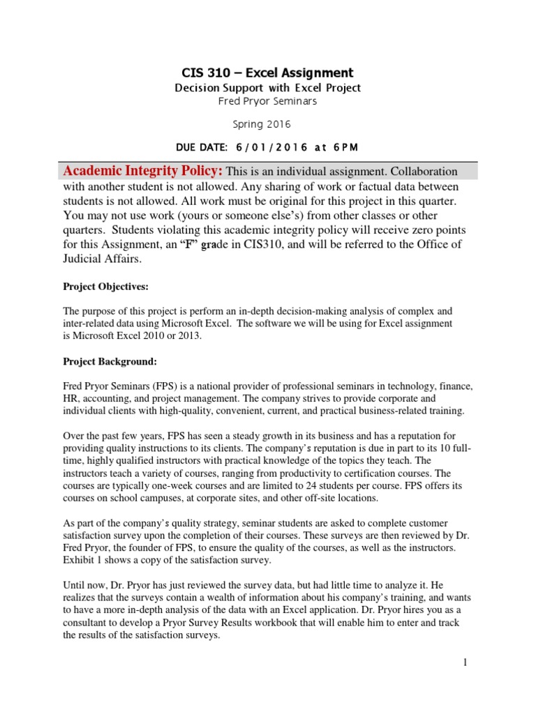 Excel Decision Support Project | PDF | Microsoft Excel | Computing