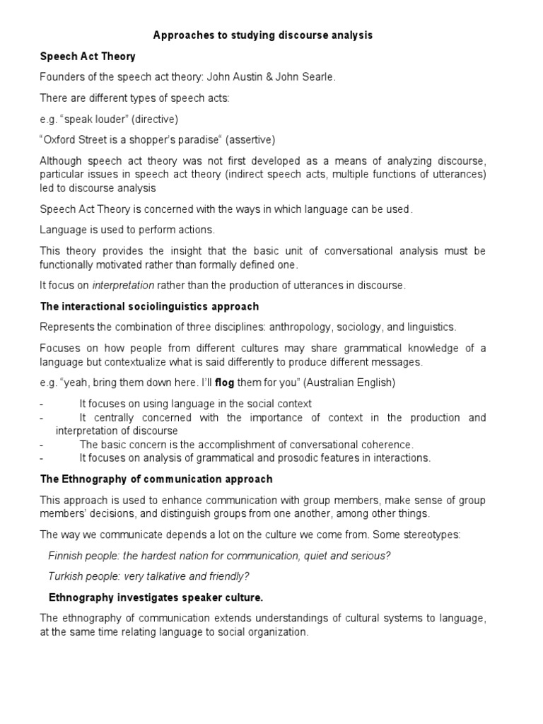 Discourse Analysis Approaches Explained | PDF | Linguistics | Discourse