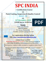 SSPC India: E-Certification Course On Paint Coating, Inspection & Quality Control On (10:00 Hrs To 16:00 HRS)